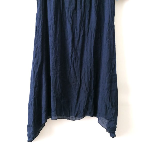 Mlle Gabrielle Womens Blue Cold Shoulder Peasant Pom-Pom Boho Dress Size 1X - Picture 3 of 7